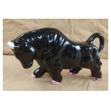 Glossy black ceramic bull figurine