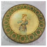 antique Art Nouveau tin lithograph portrait