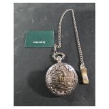 Milan Quartz Railroad Pocket Watch.embossed steam