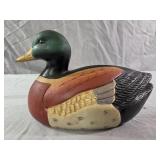 vintage Jasco ceramic Mallard duck coin bank.