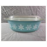 vintage Pyrex Snowflake Turquoise 1-1/2 Quart