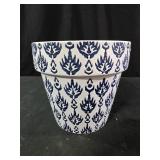 Blue and white 6.5"  ceramic planter