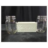 2 ball jars and saved by grace wooden block