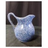 Blue and white spongeware pitcher