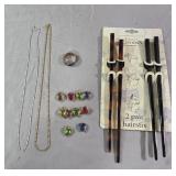 Fashion jewelry necklaces, heart pendants. Ring,