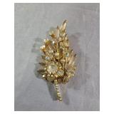 vintage gold-tone leaf or floral spray brooch
