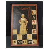 Vintage folk art painting "EARLS BARBEQUE" with