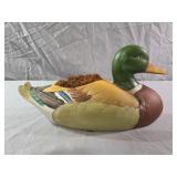 vintage hand-painted ceramic mallard duck planter