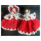 Plastic dolls with Knitted Dresses