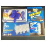 Light bulbs, gloves, glue traps etc