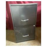 Gray two door filing cabinet