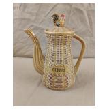 Vintage Japan Ceramic Wicker Basket Rooster
