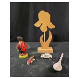 Lady bug figure , flower, bug key chain, ceramic