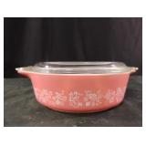 vintage Pyrex Pink Gooseberry Round Casserole