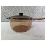 vintage Corning Visions Amber Glass Saucepan with