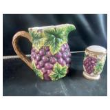 Grape design pitcher and salt shaker