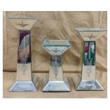 mirrored glass pedestal candle holders