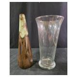 clear glass swirl trumpet vase 10 5", vintage