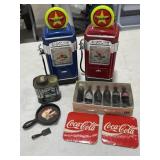 Gas Pump Clocks / Coca-Cola Items / Mini Cast Iron
