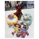 Stuffed Animals / Ceramic Doll w/ Stand
