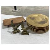 Charger Plates / Cast Iron Eagles / Wood Shelf