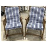 Wooden Woven Rocking Chairs w/ Cushions
