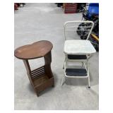Vintage Cosco Kitchen Step Stool Chair / Wooden