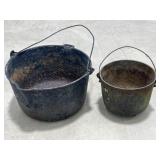 2 Cast Iron Pots