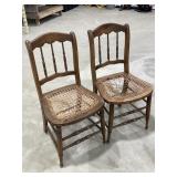 2 Wooden Woven Chairs