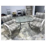 Glass Top Patio Table / 2 Chairs w/ Cushions