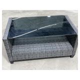 Glass Top Whicker Patio Table
