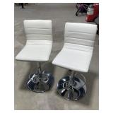 2 White Padded Barstools