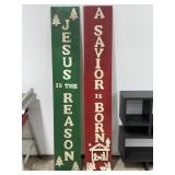 2 Wooden Christmas Signs (smoke damage)