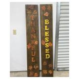 2 Wooden Thanksgiving Signs (smoke damage)