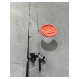 2 Rods & Reels / Bait Bucket