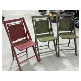 3 Wooden Folding Chairs