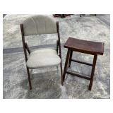Wooden Padded Folding Chair / Bar Stool