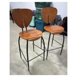 2 Wooden / Metal  Bar Stools