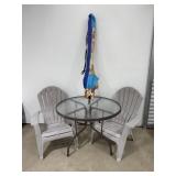 Patio Table w/ 2 Chairs & Upper Part of Umbrella