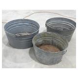 3 Galvanized Tubs