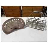 Vintage Tractor Seat / Metal Crate