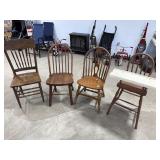 3 Wooden Chairs / High Chair