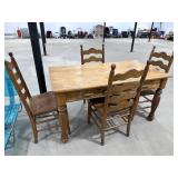 Vintage Wooden Dining Table w/ 4 Chairs