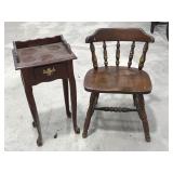 Wooden Chair / Table w/ Drawer