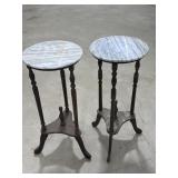 2 Marble Top Plant Stands