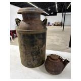 Vintage Milk Jug / Cast Iron Kettle
