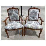 2 Wooden Padded Accent Chairs
