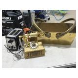Brass Basket / Vintage Rotary Phone / Toaster