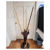 Pool Cues Sticks & Rack