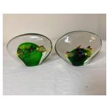 38:3 (2) Glass Fish Aquarium Paperweights